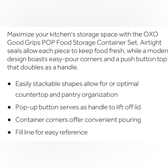 Oxo Kitchen Oxo Food Storage Pop Container Poshmark